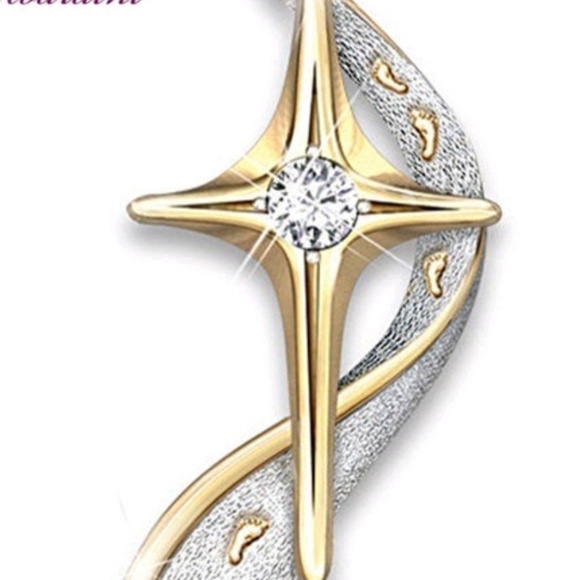 LAST ONE!!footprints cross pendant necklace - Picture 5 of 8